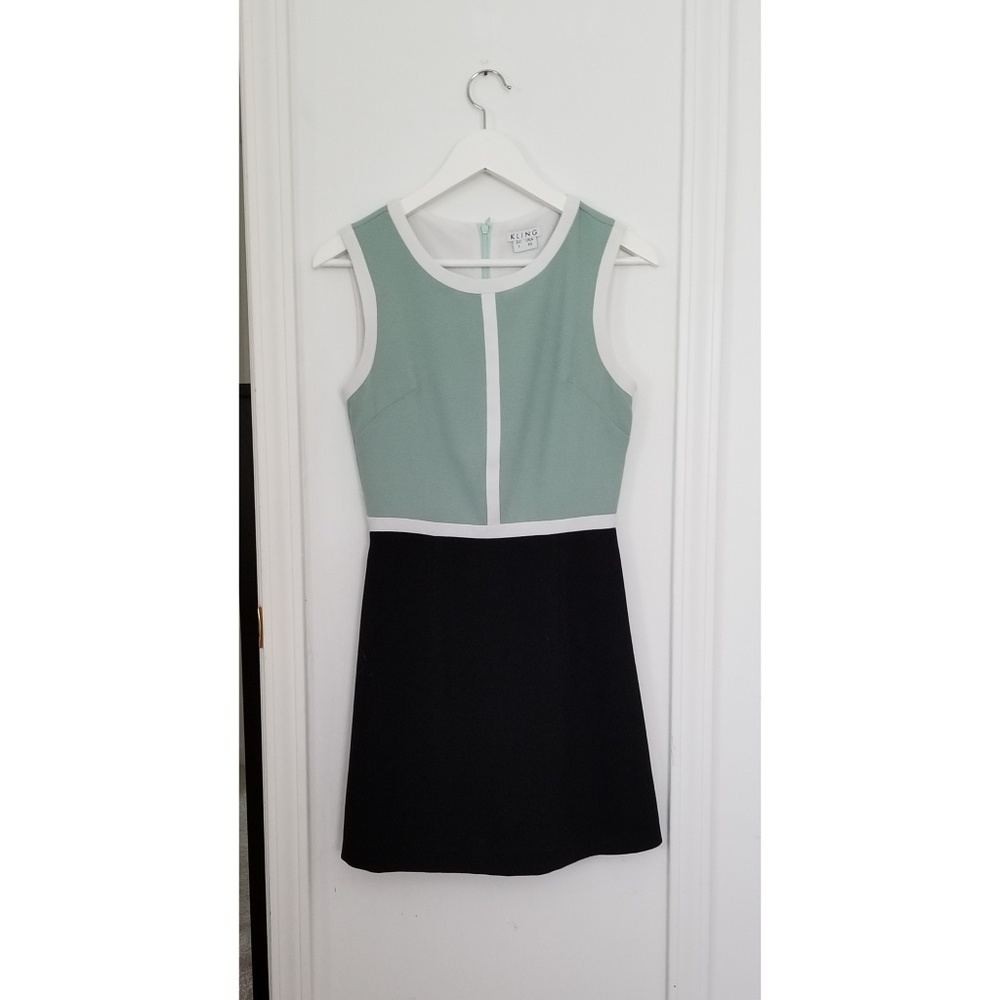 KLING Green and Black Block Dress